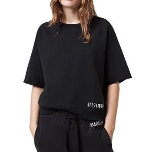 AllSaints Lila Short Sleeved Sweatshirt Black Size S